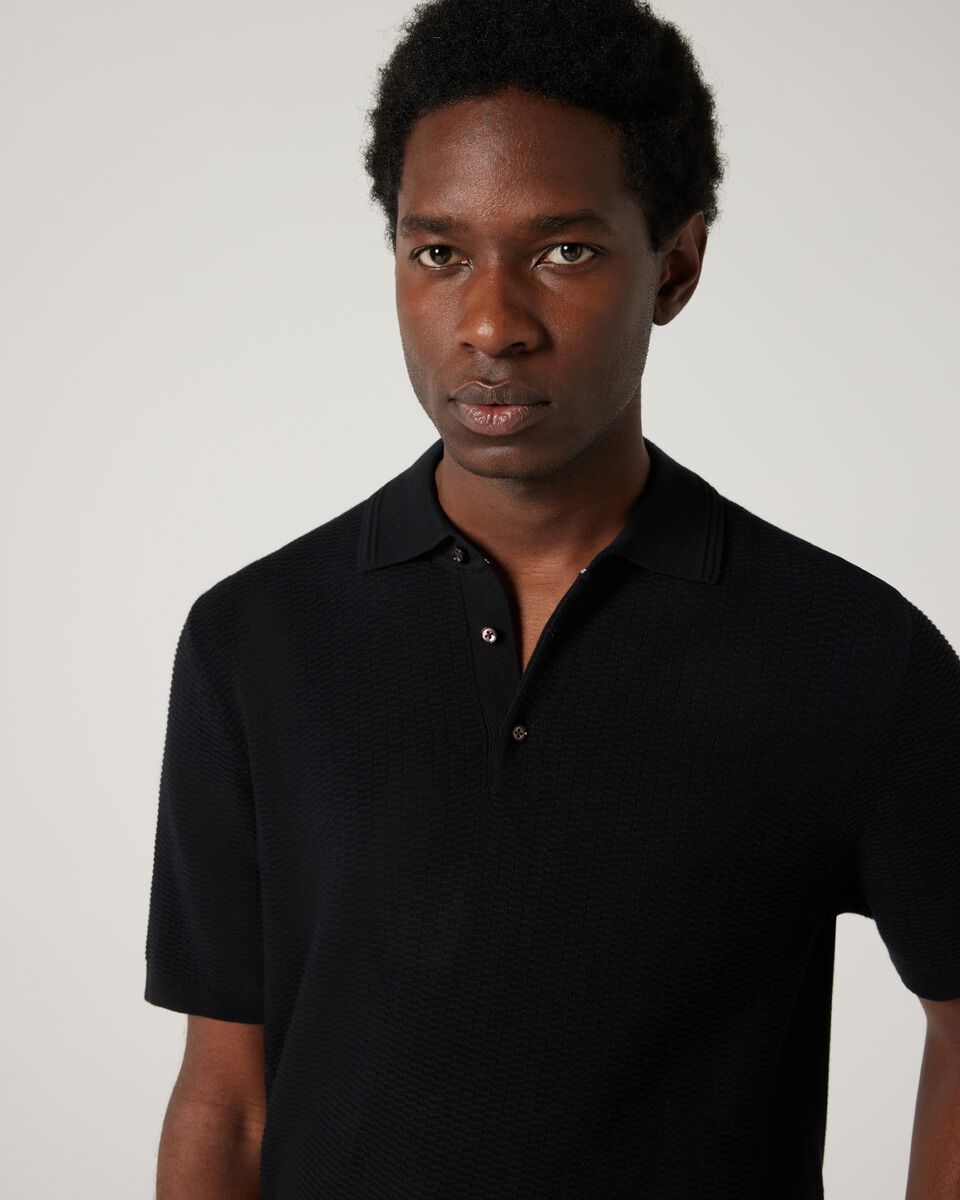 Fashion Polo Knit, Black, hi-res